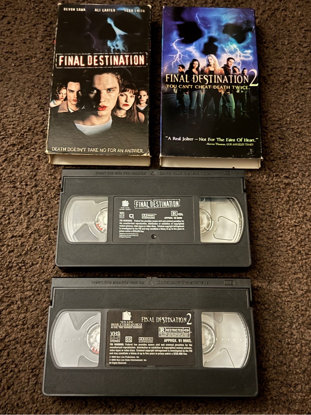 Final Destination 1 and 2 - lot of 2 VHS tapes - horror